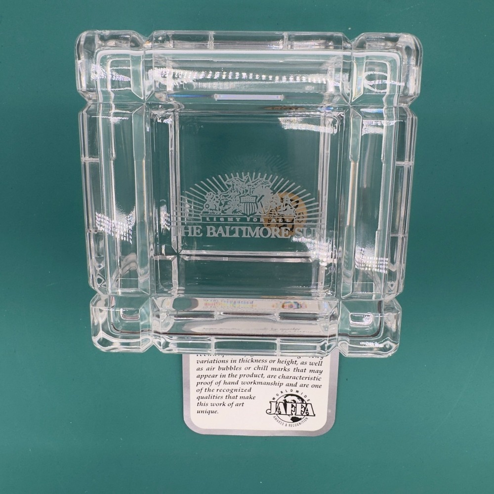 Vintage JAFFA Baltimore Sun 24% Lead Crystal Trinket Box Italy w/ Orig Box